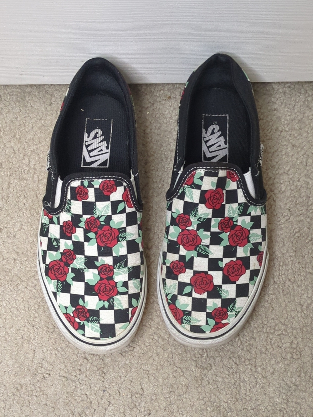 Vans Classic Slip-On - Black/Red Rose Check